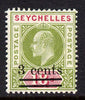 Seychelles 1903 KE7 surcharged 3c on 18c sage-green & carmine mounted mint SG 58