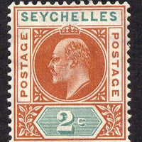 Seychelles 1906 KE7 MCA 2c chestnut & green mounted mint SG 60