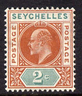 Seychelles 1906 KE7 MCA 2c chestnut & green mounted mint SG 60