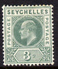 Seychelles 1906 KE7 MCA 3c dull green mounted mint SG 61