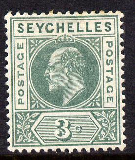 Seychelles 1906 KE7 MCA 3c dull green mounted mint SG 61