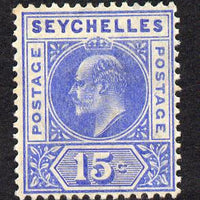 Seychelles 1906 KE7 MCA 15c ultramarine mounted mint SG 64