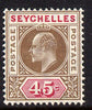 Seychelles 1906 KE7 MCA 45c brown & carmine mounted mint SG 67