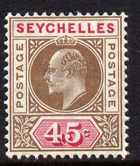 Seychelles 1906 KE7 MCA 45c brown & carmine mounted mint SG 67