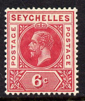 Seychelles 1912-16 KG5 MCA 6c carmine-red mounted mint SG 73