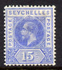 Seychelles 1912-16 KG5 MCA 15c ultramarine mounted mint SG 75