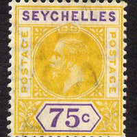 Seychelles 1912-16 KG5 MCA 75c yellow & violet mounted mint SG 79