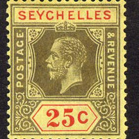 Seychelles 1917-22 KG5 MCA die I - 25c black & red on buff mounted mint SG 89