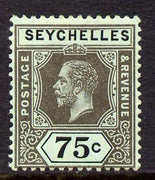 Seychelles 1917-22 KG5 MCA die I - 75c black on blue-green mounted mint SG 93