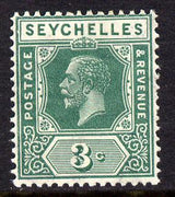 Seychelles 1921-32 KG5 Script CA die II - 3c green mounted mint SG 99