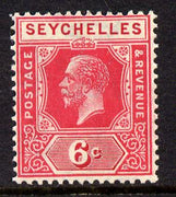 Seychelles 1921-32 KG5 Script CA die II - 6c carmine mounted mint SG 104