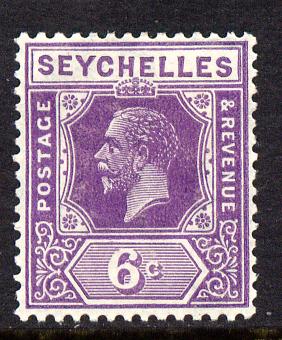 Seychelles 1921-32 KG5 Script CA die II - 6c deep mauve mounted mint SG 105