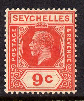 Seychelles 1921-32 KG5 Script CA die II - 9c red mounted mint SG 106