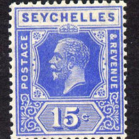 Seychelles 1921-32 KG5 Script CA die II - 15c bright blue mounted mint SG 110