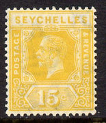 Seychelles 1921-32 KG5 Script CA die II - 15c yellow mounted mint SG 111