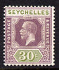 Seychelles 1921-32 KG5 Script CAA die II - 30c dull purple & olive mounted mint SG 115