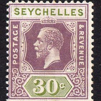 Seychelles 1921-32 KG5 Script CAA die II - 30c dull purple & olive mounted mint SG 115