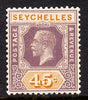 Seychelles 1921-32 KG5 Script CA die II - 45c dull purple & orange mounted mint SG 116