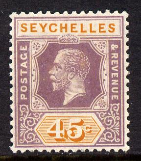 Seychelles 1921-32 KG5 Script CA die II - 45c dull purple & orange mounted mint SG 116