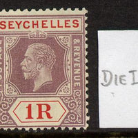 Seychelles 1921-32 KG5 Script CA die I - 1r dull purple & red mounted mint SG 119a