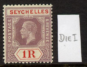 Seychelles 1921-32 KG5 Script CA die I - 1r dull purple & red mounted mint SG 119a