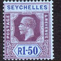 Seychelles 1921-32 KG5 Script CA die II - 1r50 purple & blue on blue mounted mint SG 121