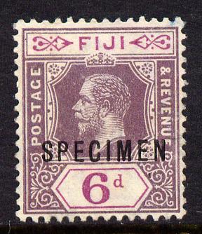 Fiji 1912-23 KG5 MCA 6d dull & bright purple overprinted SPECIMEN fine with gum and only about 400 produced SG 133s