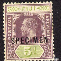 Fiji 1912-23 KG5 MCA 5d dull purple & olive-green overprinted SPECIMEN without gum and only about 400 produced SG 132s