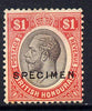 British Honduras 1922-33 KG5 Script CA $1 black & scarlet overprinted SPECIMEN fine with gum and only about 400 produced SG 136s