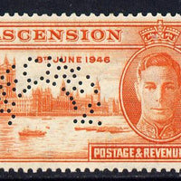 Ascension 1946 Victory 2d red-orange perforated SPECIMEN with gum but rounded corner and only about 400 produced SG 48s