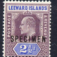 Leeward Islands 1902 KE7 Crown CA 2.5d dull purple & ultramarine overprinted SPECIMEN fine with gum and only about 730 produced SG 23s