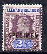 Leeward Islands 1902 KE7 Crown CA 2.5d dull purple & ultramarine overprinted SPECIMEN fine with gum and only about 730 produced SG 23s