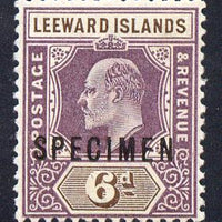 Leeward Islands 1902 KE7 Crown CA 6d dull purple & brown overprinted SPECIMEN fine with gum and only about 730 produced SG 25s