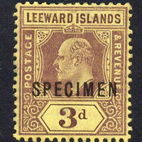 Leeward Islands 1907-11 KE7 MCA 3d purple on yellow overprinted SPECIMEN fine with gum and only about 400 produced SG 41s