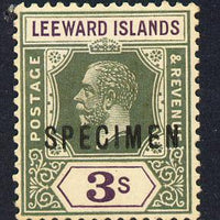 Leeward Islands 1921-32 KG5 Script CA 3s bright green & violet overprinted SPECIMEN fine with gum and only about 400 produced SG 76s