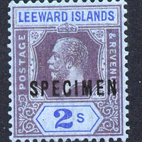 Leeward Islands 1921-32 KG5 Script CA 2s purple & blue on blue overprinted SPECIMEN fine with gum and only about 400 produced SG 74s