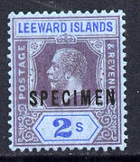 Leeward Islands 1921-32 KG5 Script CA 2s purple & blue on blue overprinted SPECIMEN fine with gum and only about 400 produced SG 74s