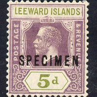 Leeward Islands 1921-32 KG5 Script CA 5d dull purple & olive-green overprinted SPECIMEN fine with gum and only about 400 produced SG 71s