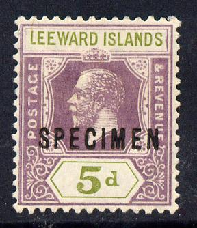 Leeward Islands 1921-32 KG5 Script CA 5d dull purple & olive-green overprinted SPECIMEN fine with gum and only about 400 produced SG 71s