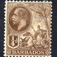 Barbados 1912-16 KG5 MCA 1/4d brown mounted mint SG 170