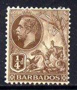 Barbados 1912-16 KG5 MCA 1/4d brown mounted mint SG 170