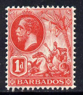 Barbados 1912-16 KG5 MCA 1d red mounted mint SG 172