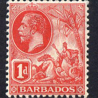 Barbados 1912-16 KG5 MCA 1d red unmounted mint SG 172