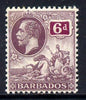 Barbados 1912-16 KG5 MCA 6d dull purple & purple mounted mint SG 177