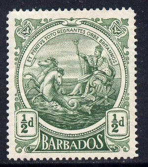 Barbados 1916-19 Large Britannia MCA 1/2d green mounted mint SG 182a