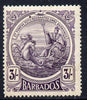 Barbados 1916-19 Large Britannia MCA 3s violet mounted mint SG 191