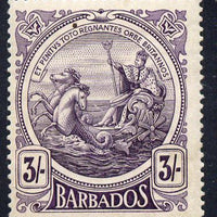 Barbados 1916-19 Large Britannia MCA 3s violet mounted mint SG 191