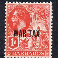 Barbados 1917-18 War Tax overprinted on KG5 1d red mounted mint SG 197/8