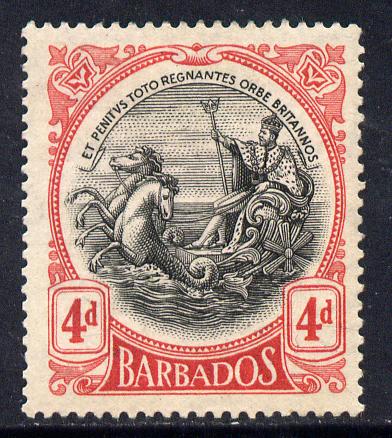 Barbados 1918-20 Large Britannia MCA 4d black & red mounted mint SG 199