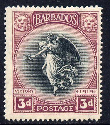 Barbados 1920-21 Victory MCA 3d black & purple mounted mint SG 206